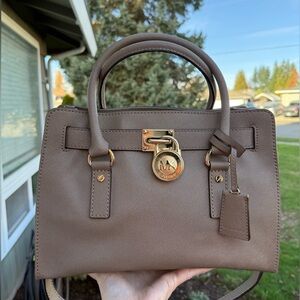 Michael Kors Hamilton Taupe Handbag Saffiano Leather